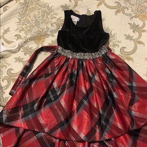 Red and Black Plaid high low dress